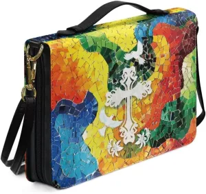 Kuiaobaty Women's Bible Cover PU Leather Bible Tote Bag Fathful Bible Protective Case