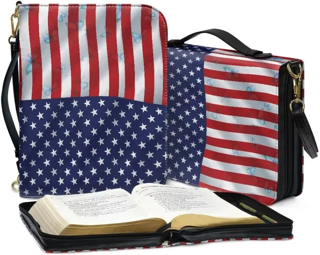 Kuiaobaty Women's Bible Cover PU Leather Bible Tote Bag Fathful Bible Protective Case