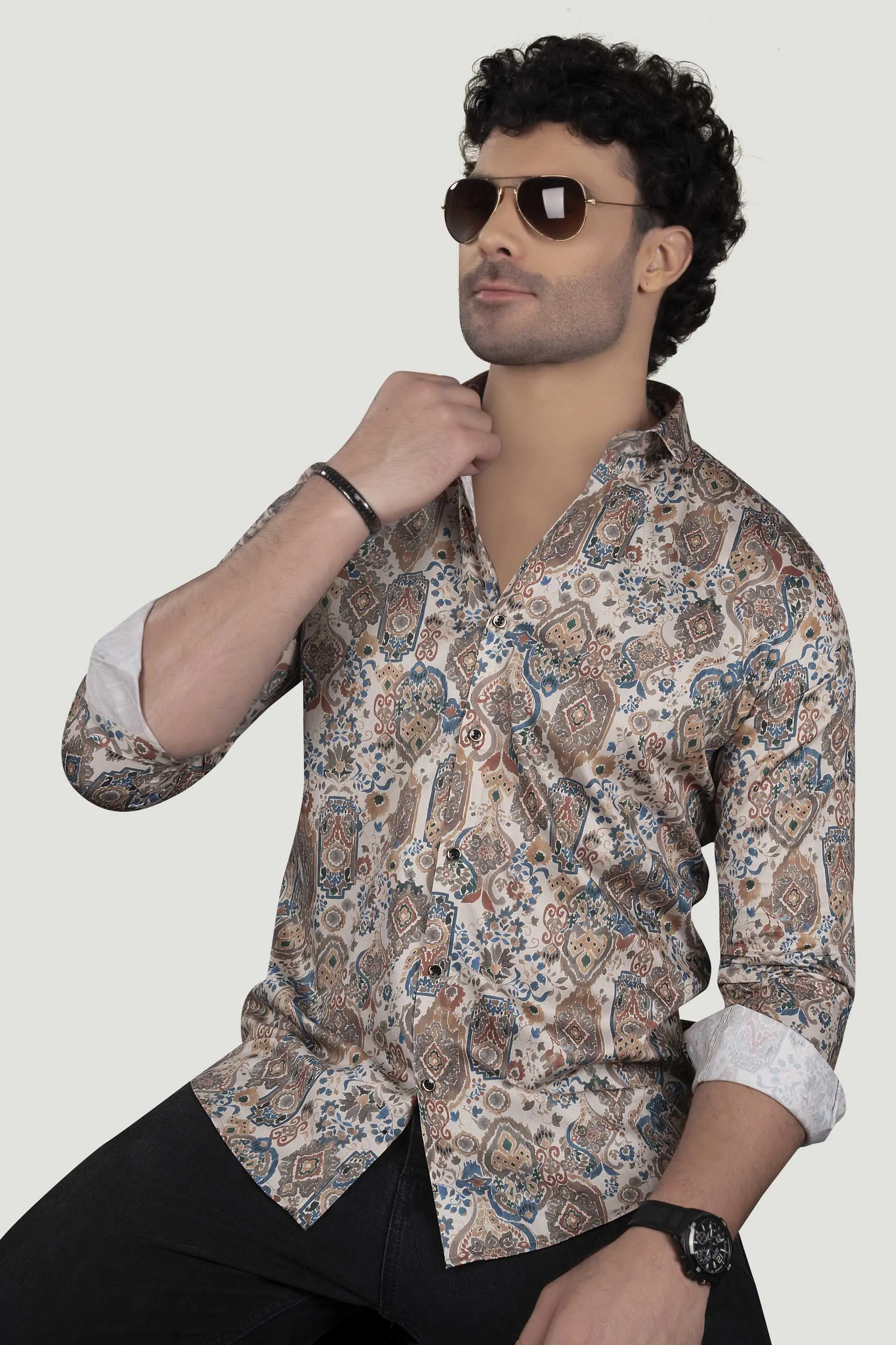 Kuzmich Multi Giza Cotton Club Wear Shirt