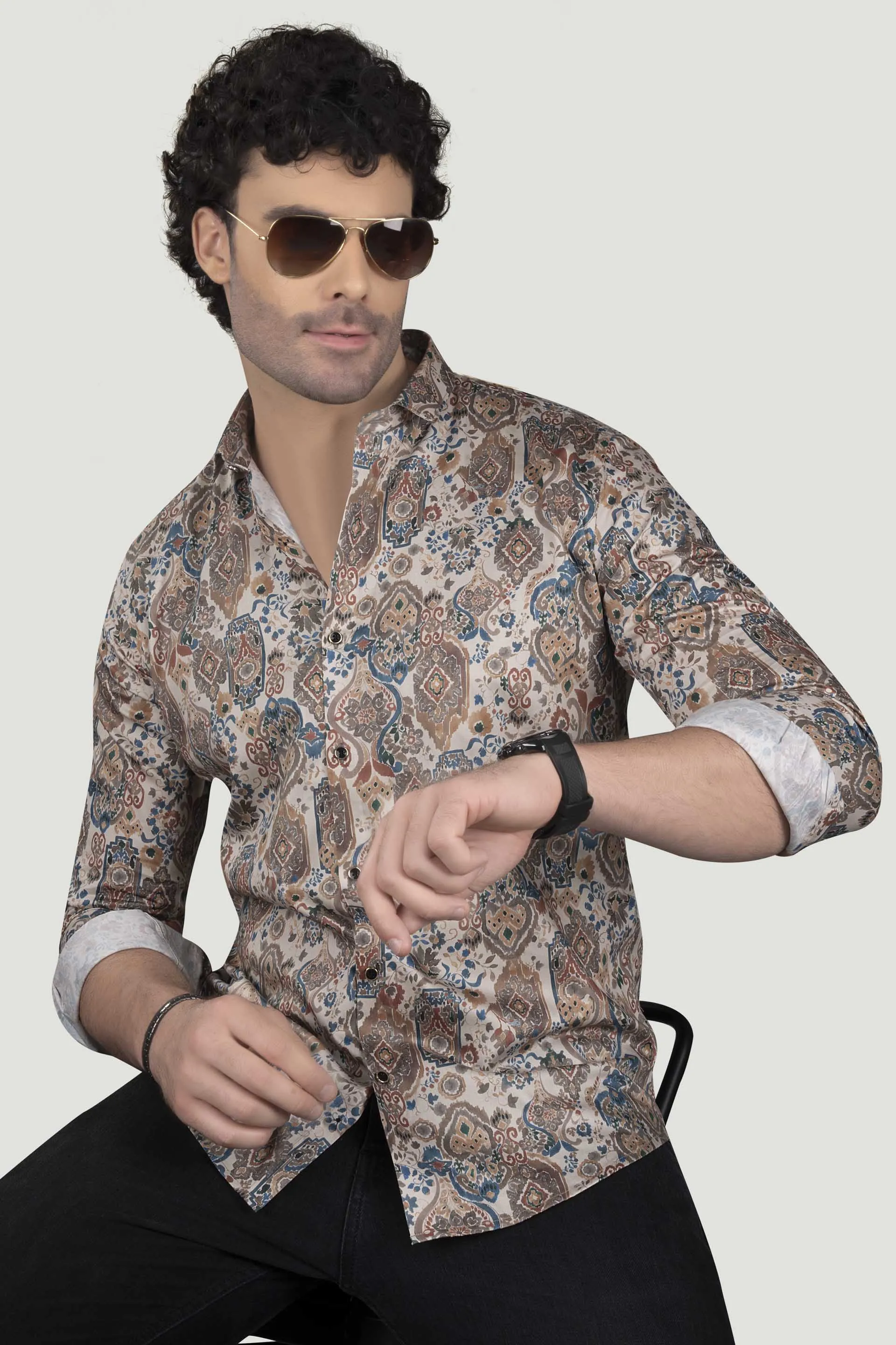 Kuzmich Multi Giza Cotton Club Wear Shirt