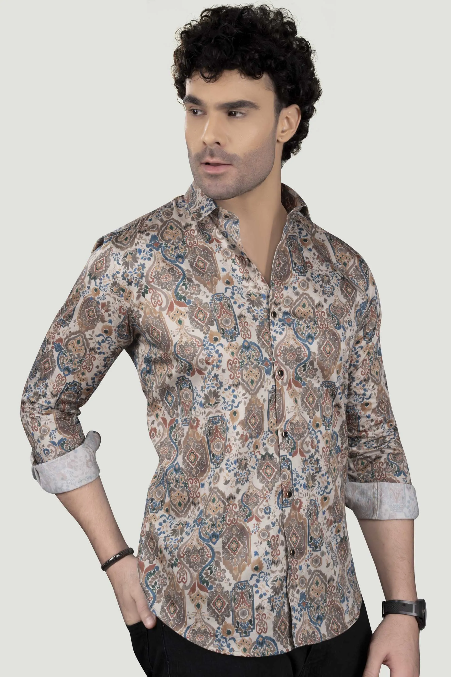 Kuzmich Multi Giza Cotton Club Wear Shirt