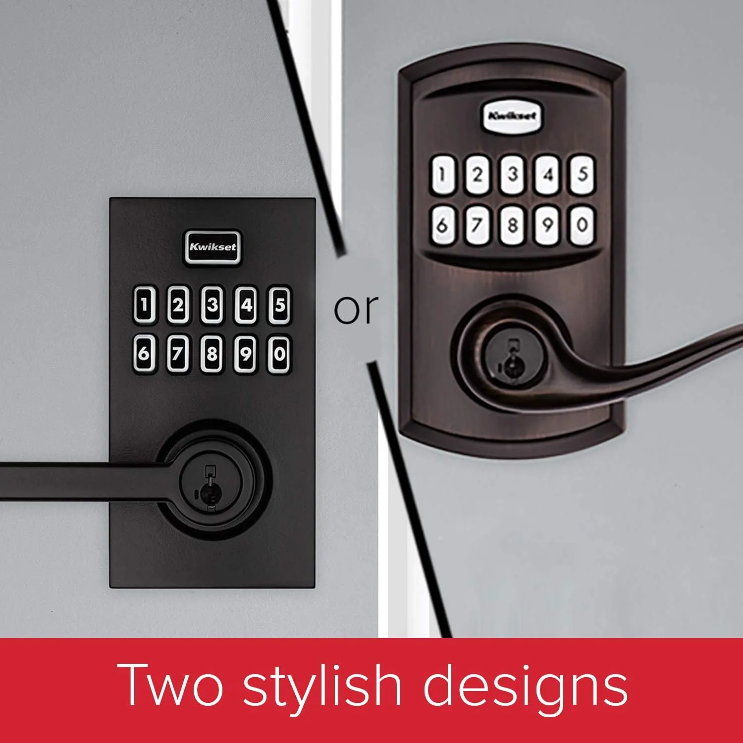 Kwikset 99170-005 SmartCode 917 Keyless Entry Contemporary Residential Keypad Electronic Lever Lock Deadbolt Alternative with Halifax Door Handle and SmartKey Security, Polished Chrome