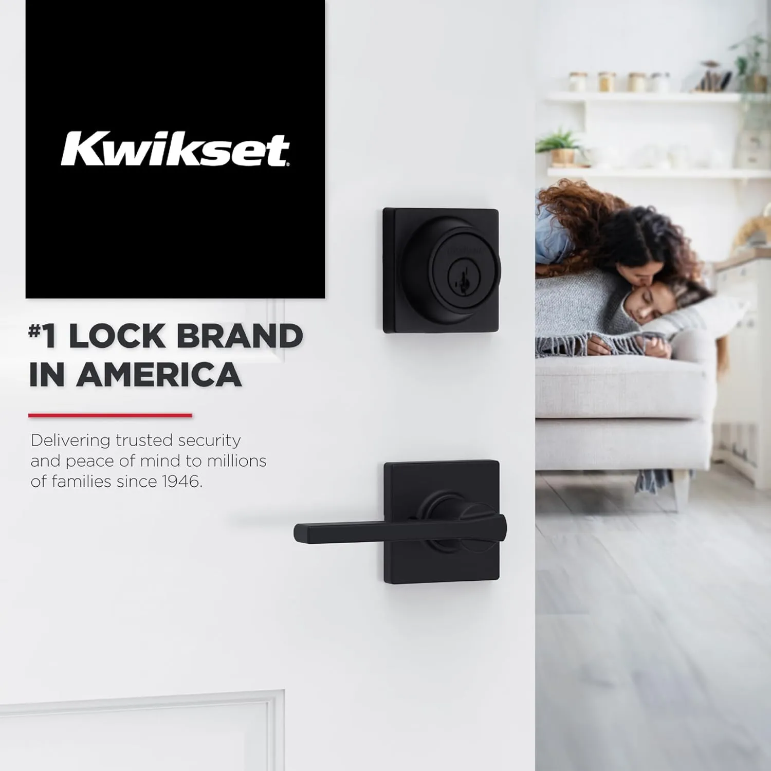 Kwikset Casey Interior Privacy Door Handle with Lock, Door Lever For Bathroom and Bedroom, Polished Chrome Reversible Keyless Turn Lock