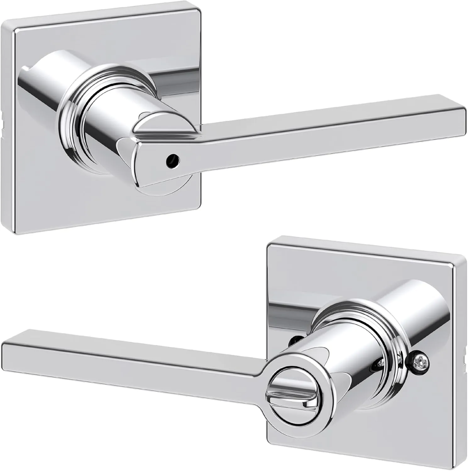 Kwikset Casey Interior Privacy Door Handle with Lock, Door Lever For Bathroom and Bedroom, Polished Chrome Reversible Keyless Turn Lock