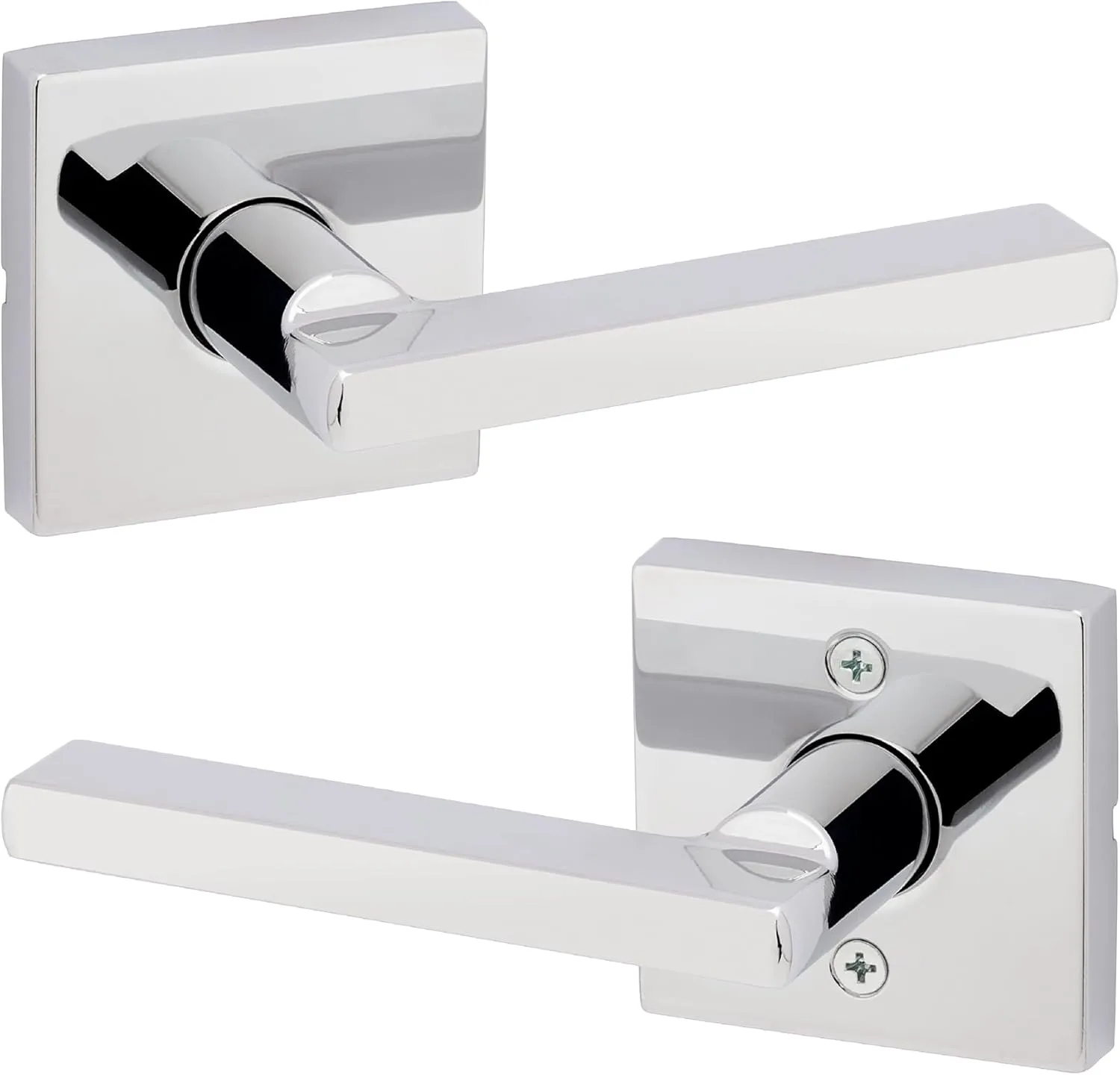 Kwikset Halifax Interior Passage Door Handle, Lever For Closet and Hallway Doors, Reversible Non-Locking Handle Lever, Polished Chrome, Square Rose