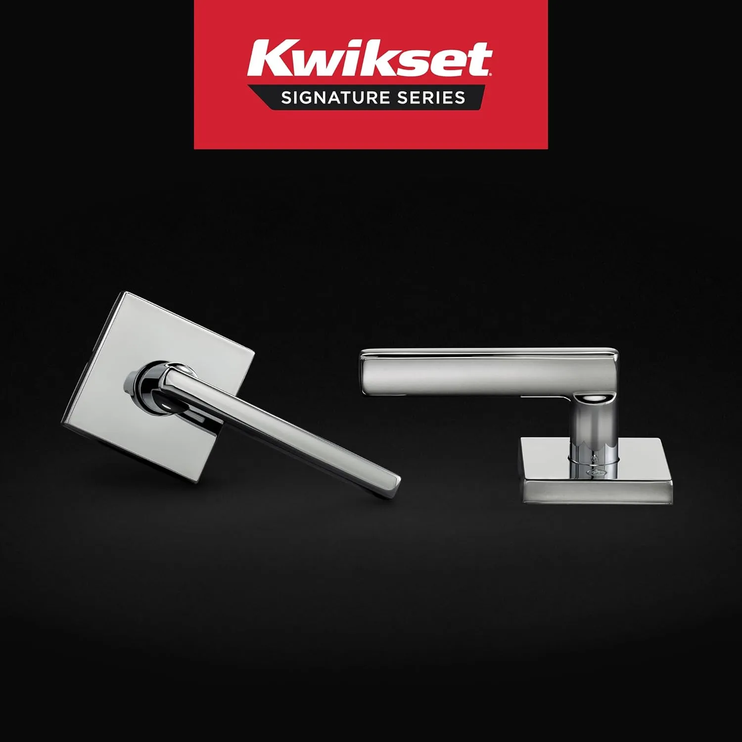 Kwikset Halifax Interior Passage Door Handle, Lever For Closet and Hallway Doors, Reversible Non-Locking Handle Lever, Polished Chrome, Square Rose