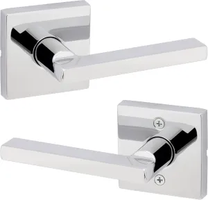 Kwikset Halifax Interior Passage Door Handle, Lever For Closet and Hallway Doors, Reversible Non-Locking Handle Lever, Polished Chrome, Square Rose