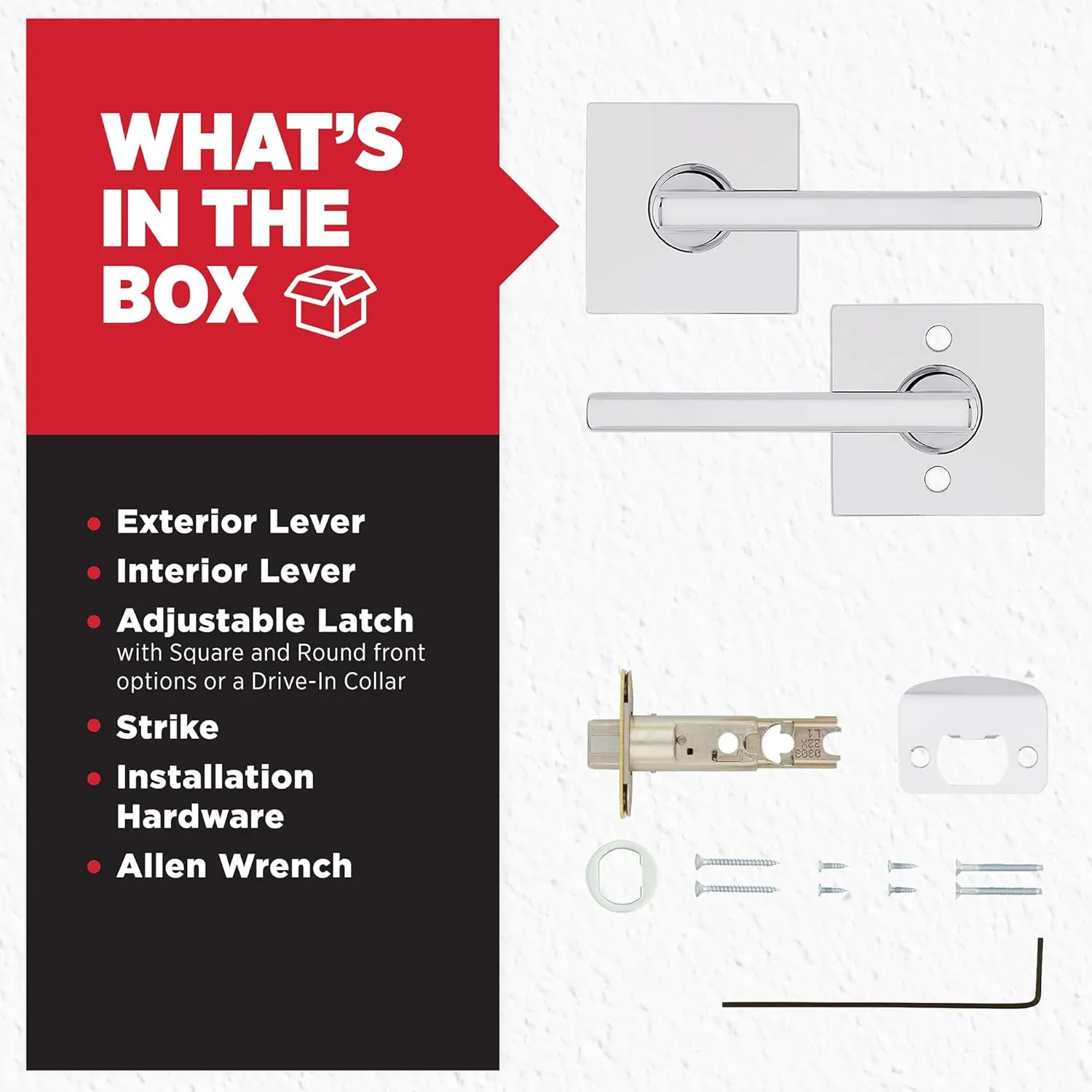 Kwikset Halifax Interior Passage Door Handle, Lever For Closet and Hallway Doors, Reversible Non-Locking Handle Lever, Polished Chrome, Square Rose