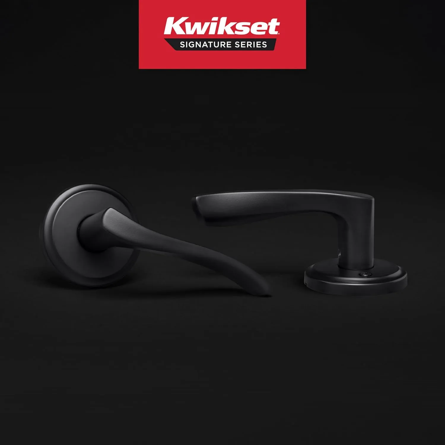 Kwikset Sedona Interior Passage Door Handle, Lever for Closet and Hallway Doors, Reversible Non-Locking Handle Lever, Matte Black, with Microban Protection
