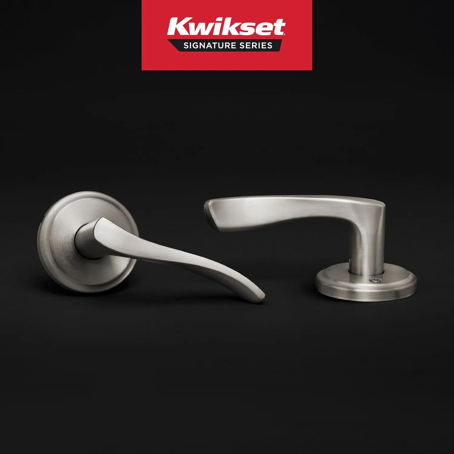 Kwikset Sedona Interior Passage Door Handle, Lever for Closet and Hallway Doors, Reversible Non-Locking Handle Lever, Satin Nickel, with Microban Protection