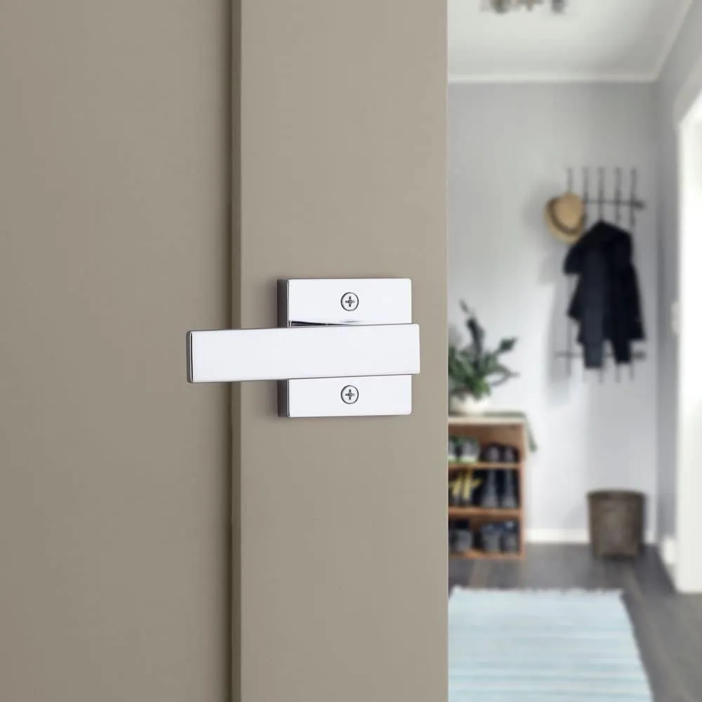 Kwikset Singapore Interior Passage Door Handle, Lever For Closet and Hallway Doors, Reversible Non-Locking Handle Lever, Polished Chrome