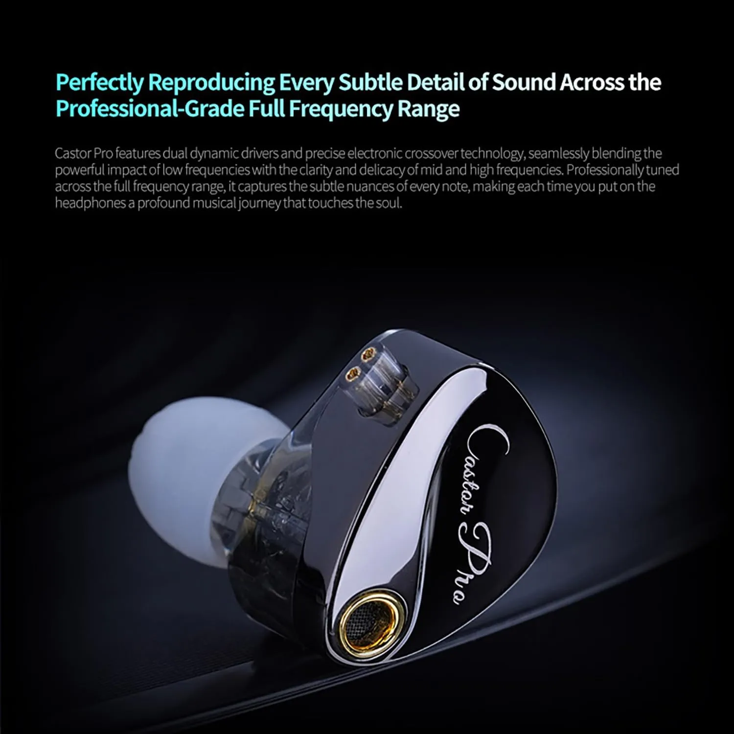 KZ Castor Pro Tunable in Ear Monitor, HiFi Improved Bass in Ear Headphone, Dual-Dynamic Driver Gaming Earbuds, IEM Earphones with 2PIN-C Detachable Cable