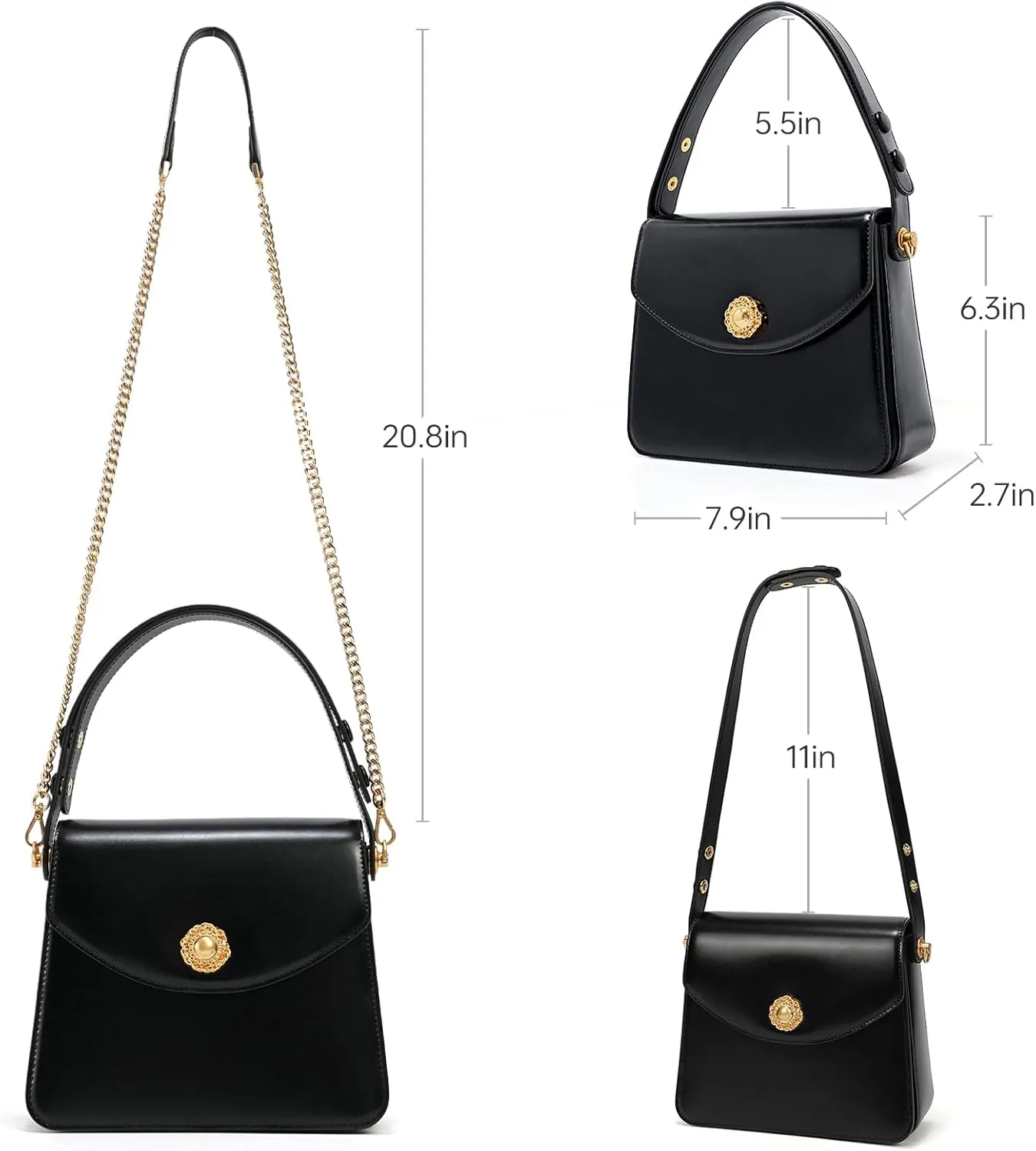 LA FESTIN Leather Top Handle Satchel Purse for Women Crossbody Bags Small Shoulder Purse Square Handbag with Adjustable Strap