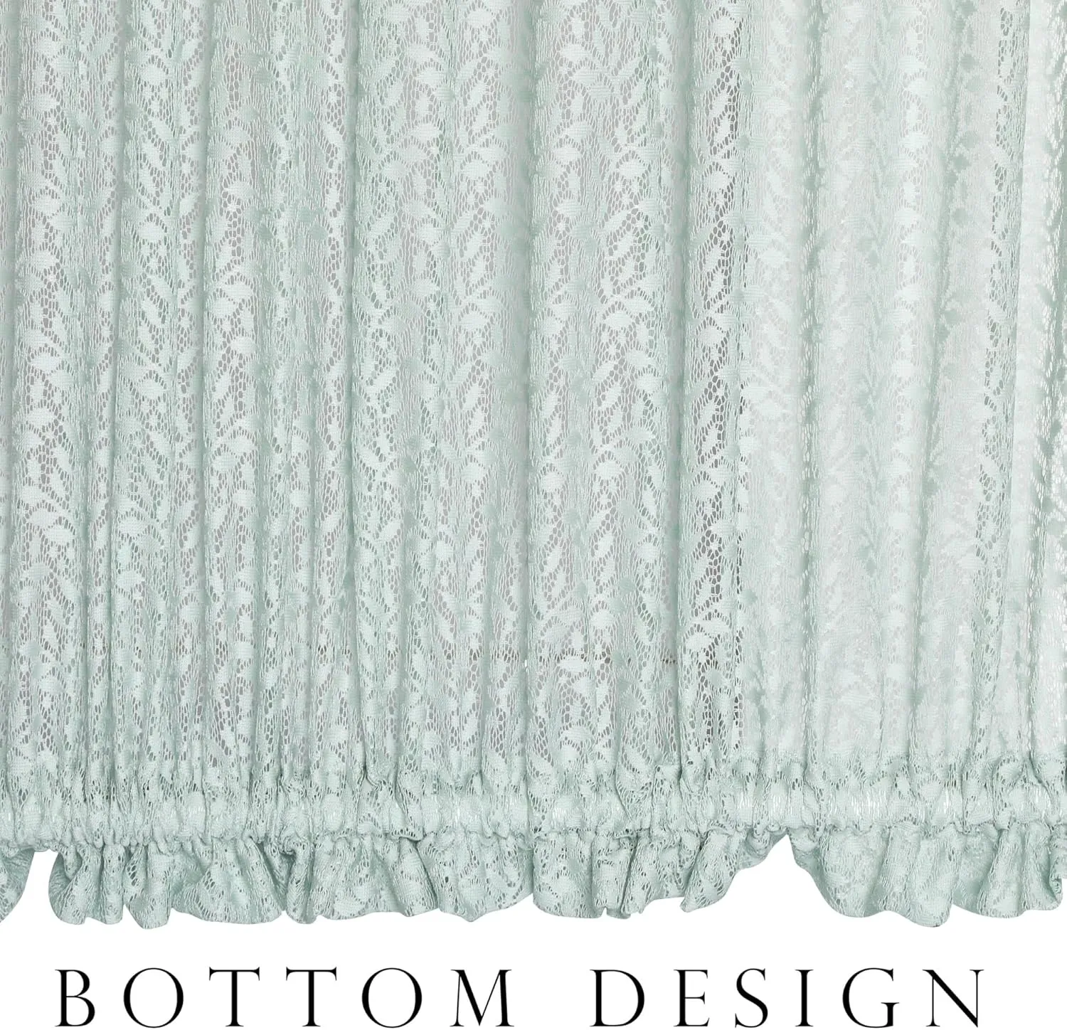 Lace French Door Curtain Green Leaves Branch Knitted Textured Curtains 72 Inch Long Semi Sheer Sidelight Curtain Panel for Glass Door Patio Front Door Tieback Included, 2 Pack