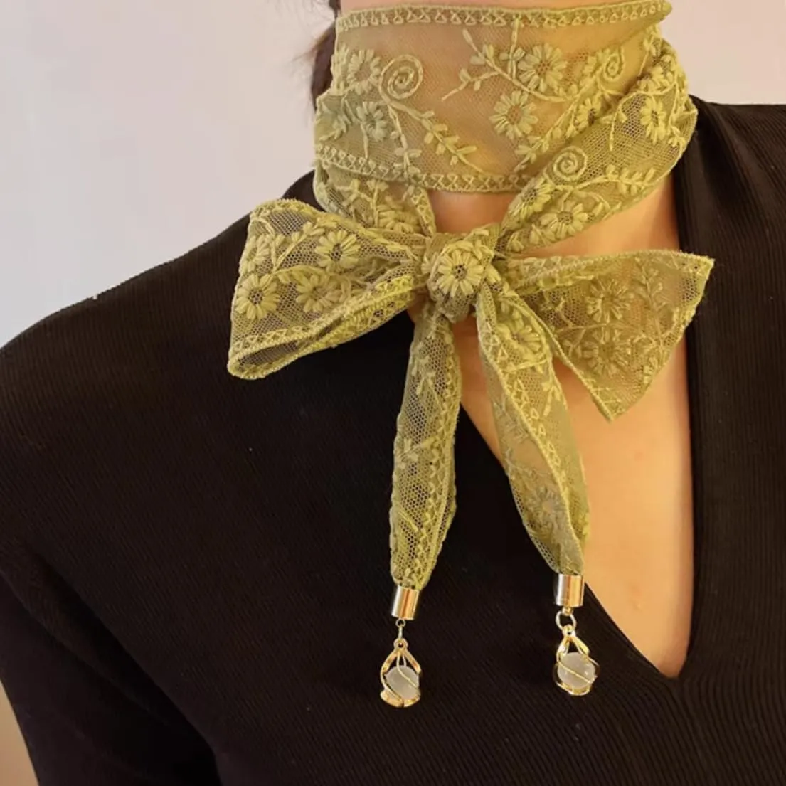Lace Headband Lace Hair Scarf, Handbag Handle Wrap Ribbon Scarf Neckerchief (Set3)