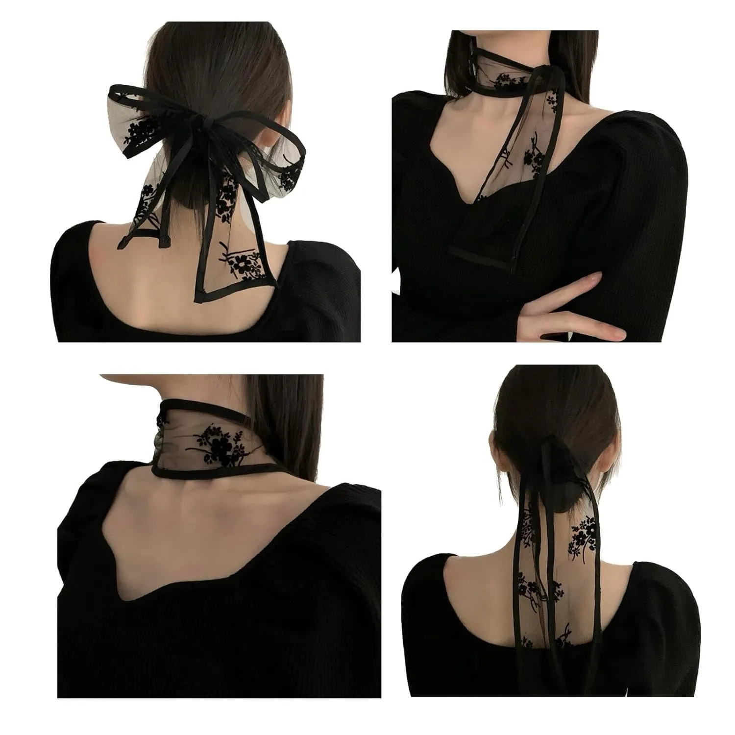 Lace Headband Lace Hair Scarf, Handbag Handle Wrap Ribbon Scarf Neckerchief (Set3)