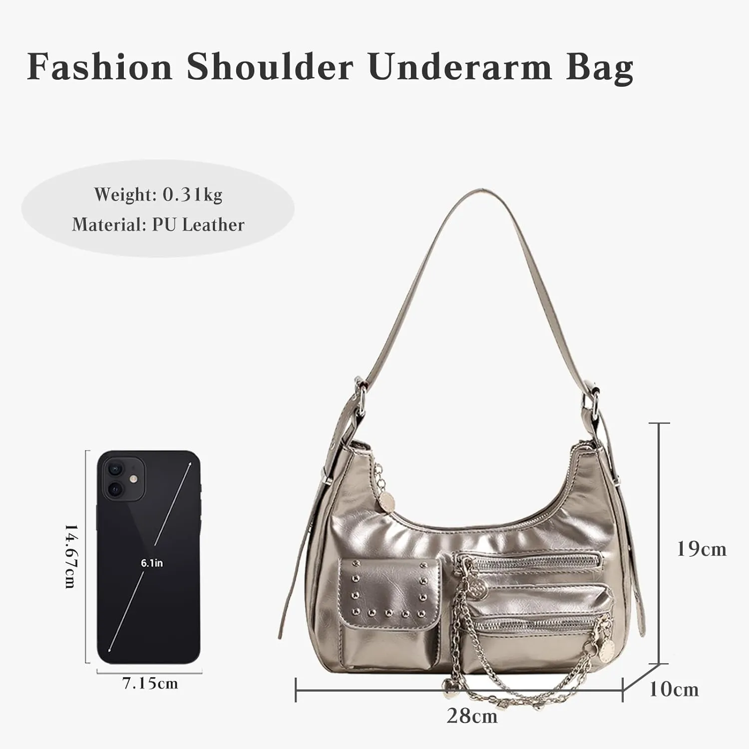 Ladies Fashion Handbag - Soft PU Leather Crossbody, Top-handle, Messenger, Medium Hobo Bag