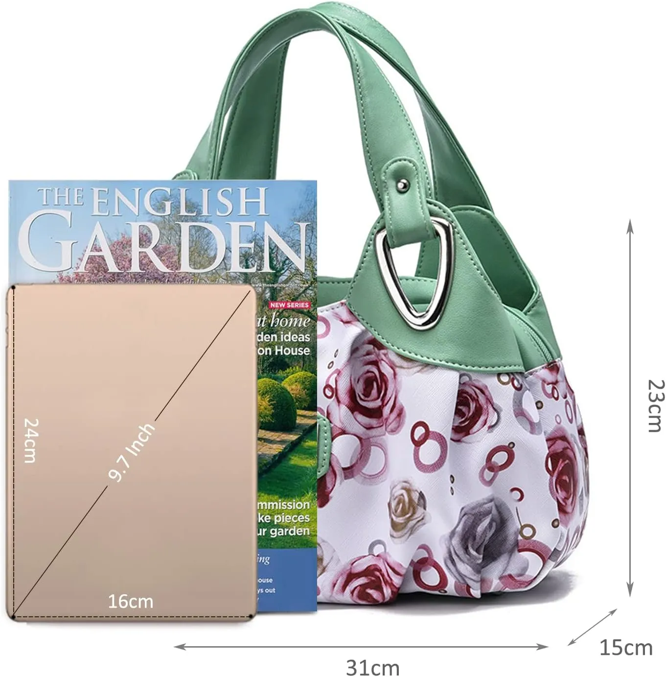 Ladies Fashion Handbags Elegant Top-handle Bags for Women Floral Shoulder Bags PU Leather