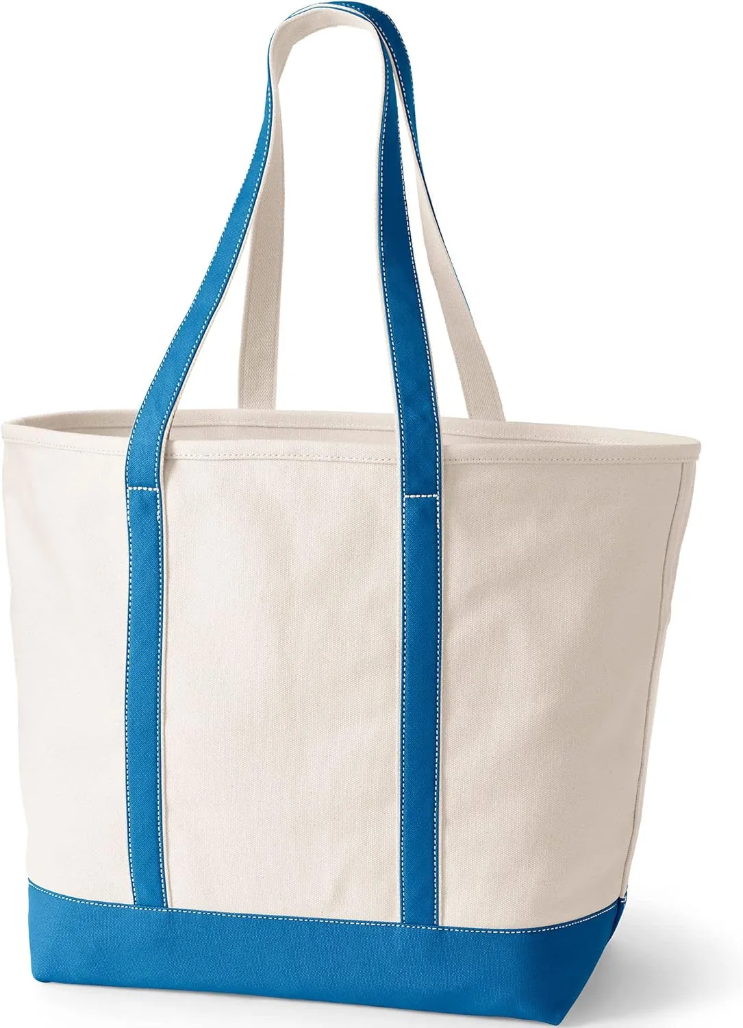 Lands' End Open Top Long Handle Canvas Tote Bag