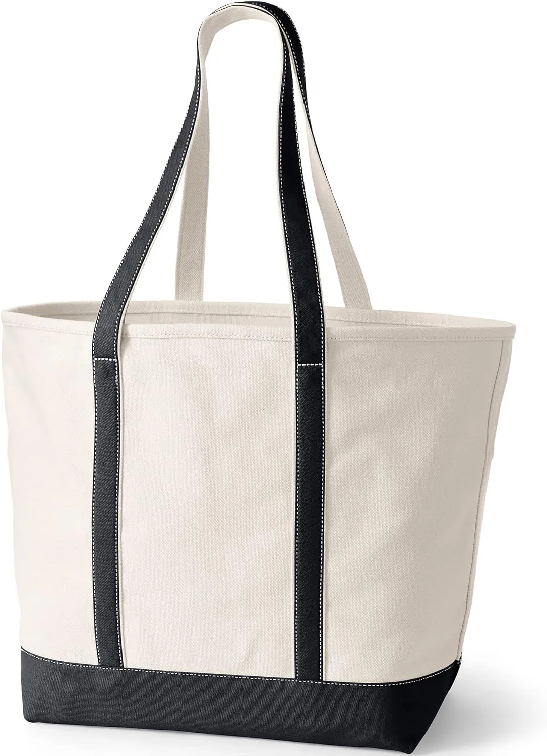 Lands' End Open Top Long Handle Canvas Tote Bag
