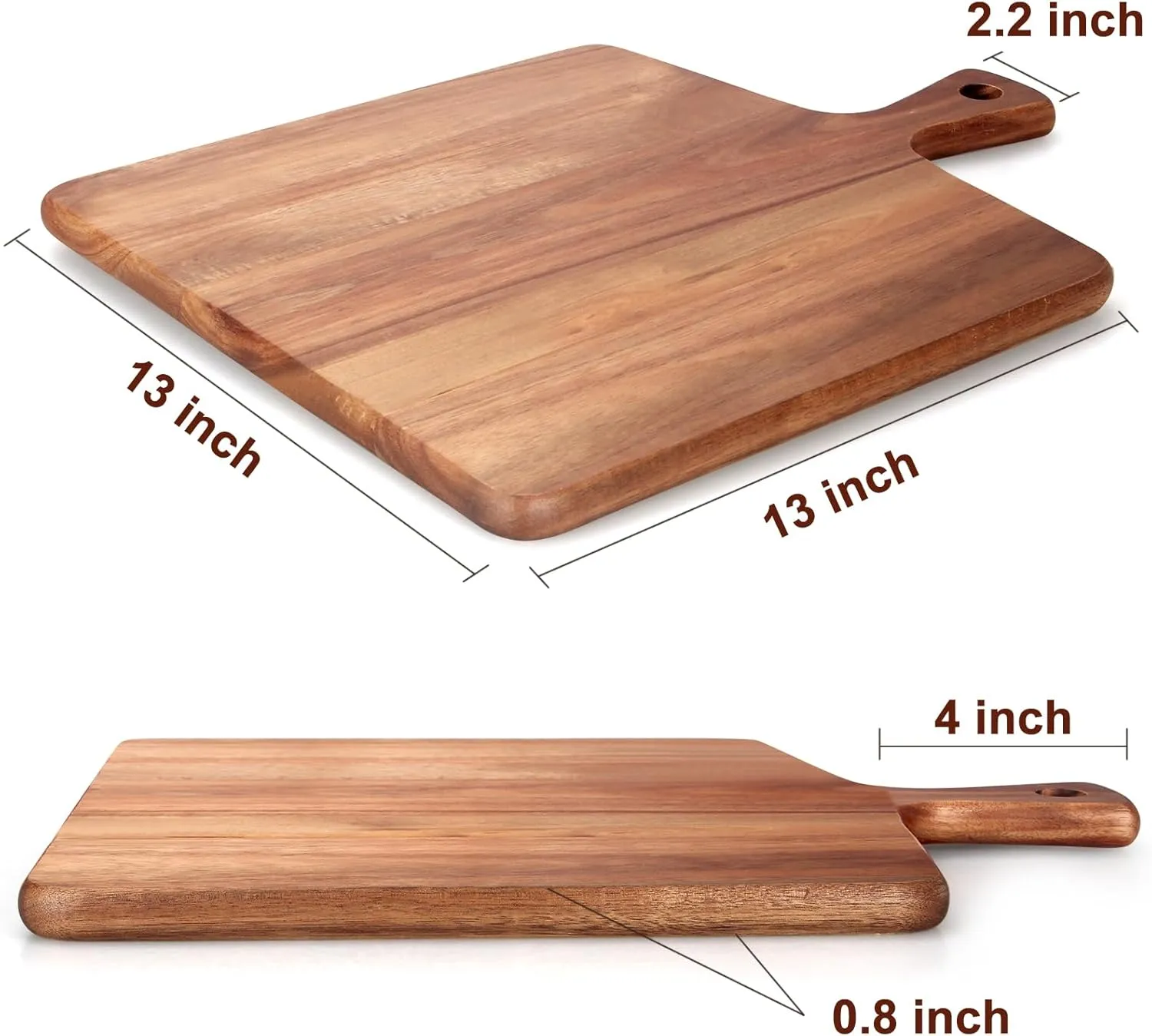 Large Acacia Wood Cutting Board with Handle Wooden Charcuterie Board Kitchen Chopping Block for Meat Cheese Vegetable Bread Fruit Serving Boards Wood Butcher Block Carving Board, 17" X 13"