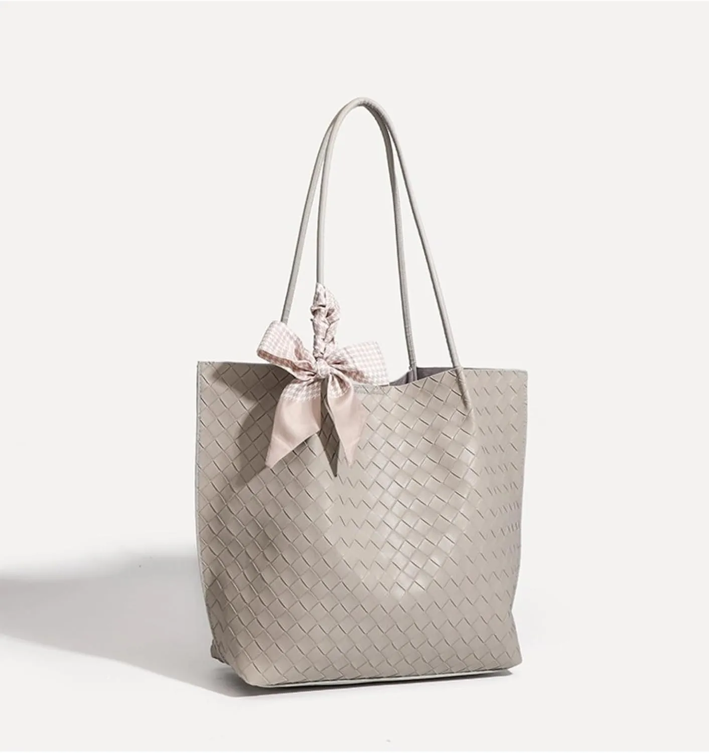 Large Leather Woven Tote Bag for Women - Braided Shoulder Handbag for Work, Shopping, Travel & Daily Use