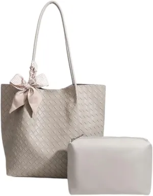 Large Leather Woven Tote Bag for Women - Braided Shoulder Handbag for Work, Shopping, Travel & Daily Use