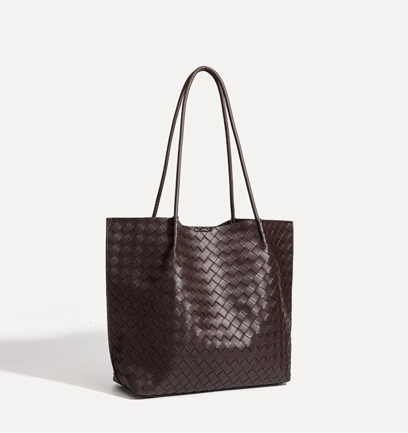 Large Leather Woven Tote Bag for Women - Braided Shoulder Handbag for Work, Shopping, Travel & Daily Use