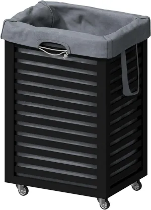 Laundry Basket,Laundry Basket with Wheels,Rolling Laundry Basket for Clothes,Small Laundry Basket for Bedroom,Black