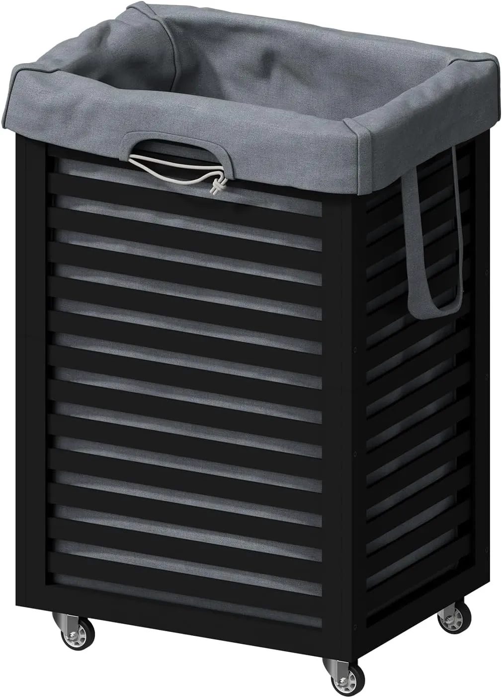 Laundry Basket,Laundry Basket with Wheels,Rolling Laundry Basket for Clothes,Small Laundry Basket for Bedroom,Black