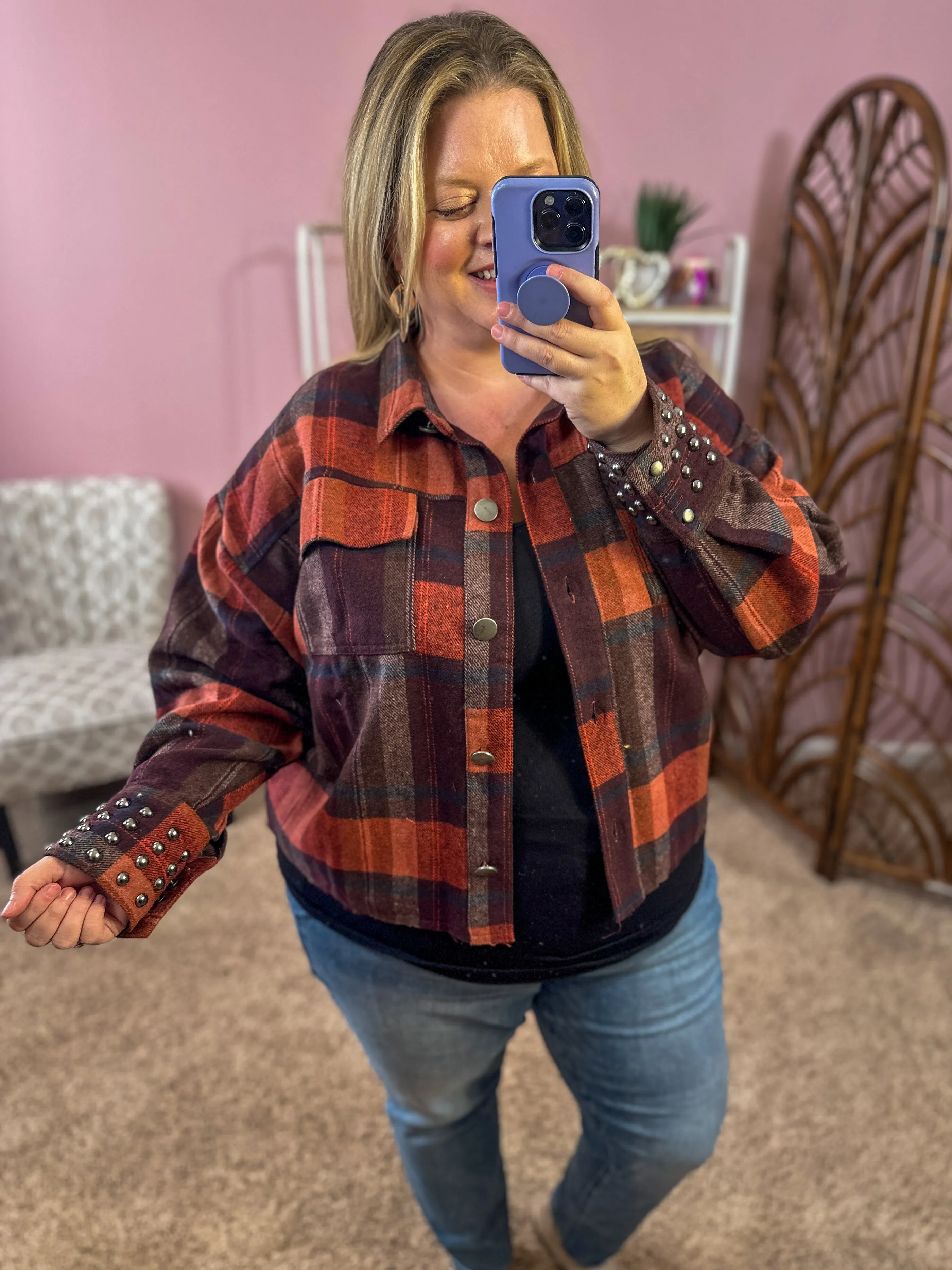 Leader of Packs Plaid Shacket - Brick