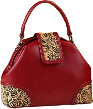 Leather Carving Design Purses For Women Top Handle Satchel Crossbody Handbags Small Dumpling Shoulder Messenger Bags