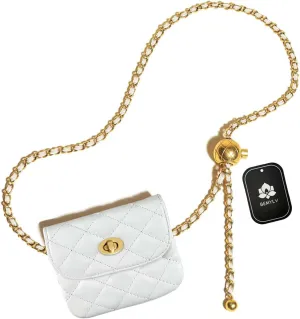 Leather Chain Belt Bag for Women Mini White Crossbody Waist Purse Fanny Pack Fashion Evening Clutch Detachable