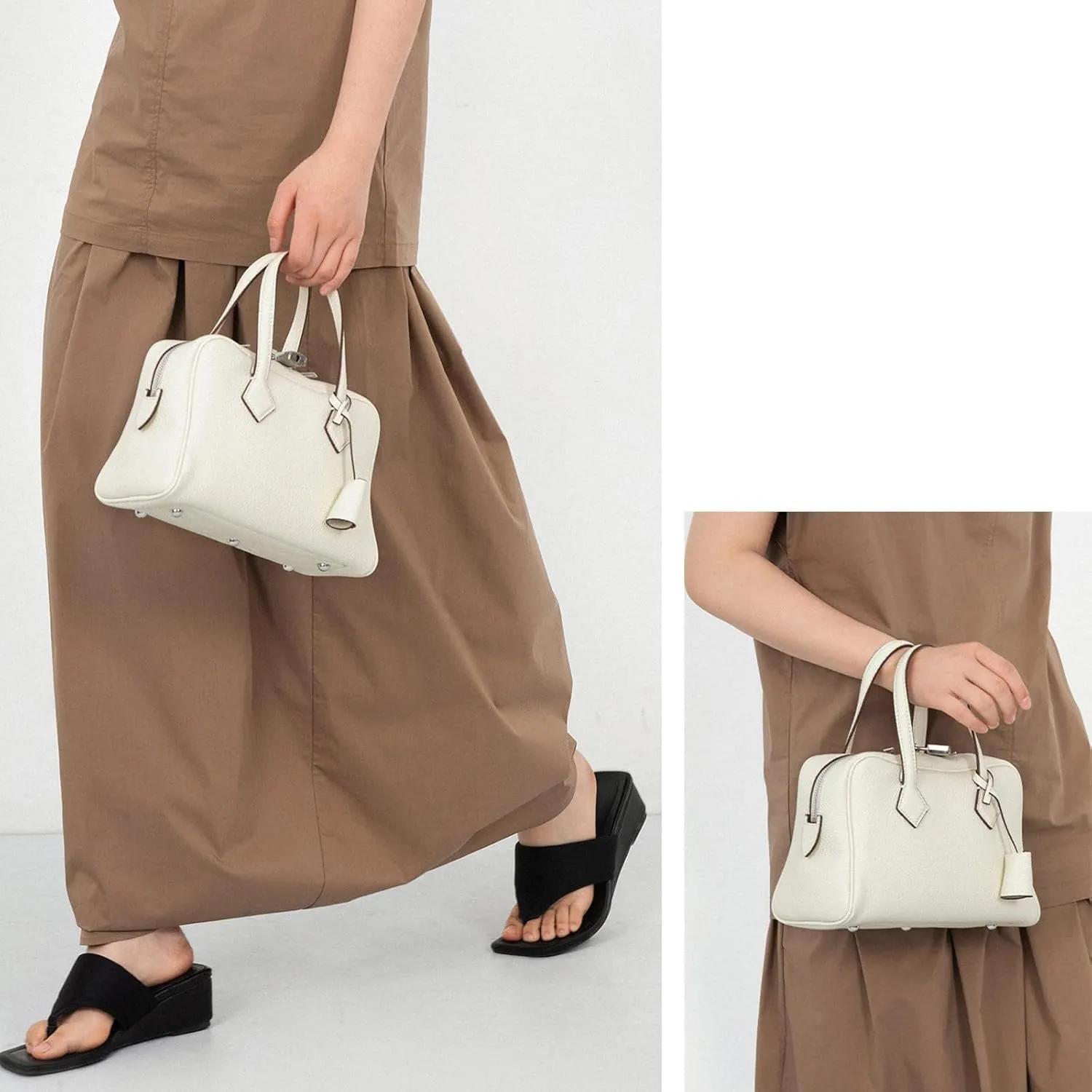 Leather Shoulder Bag for Women,Fashion Classic Top Handle Bag, Designer Purse Crossbody, with Detachable Strap