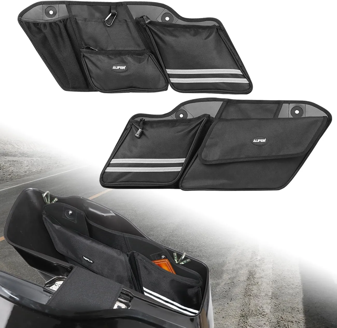 Left & Right Side Motorcycle Saddlebag Organizers Storage Bags Saddle bag Organizers Bag Compatible With For 1993-2013 Touring Road King Road Glide Electra Glide Street Glide