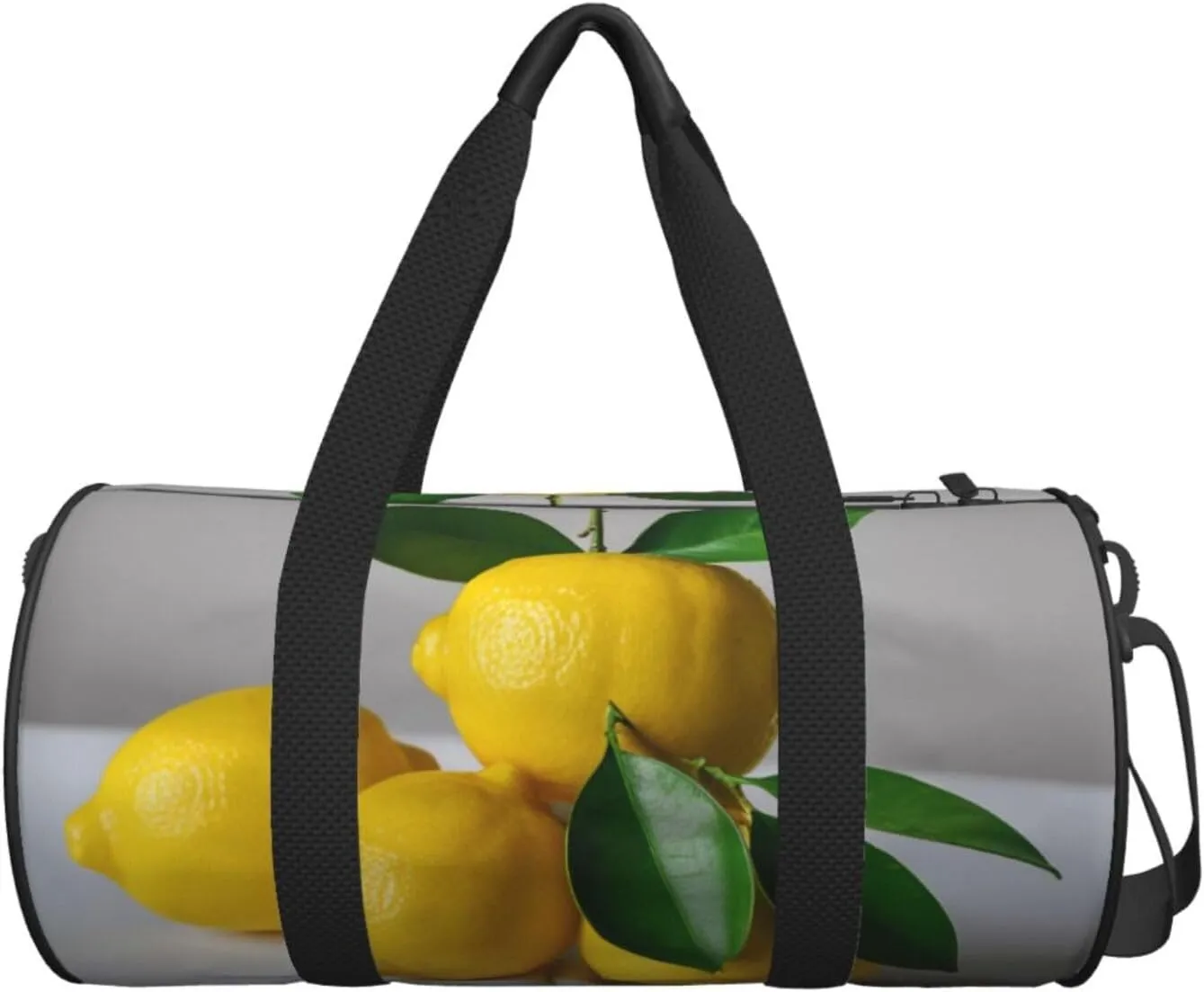 Lemon Printed Travel Bag,Round Personal Item Storage bag,Foldie Duffel Bag for Traveling Vacation,Fitness,Sports