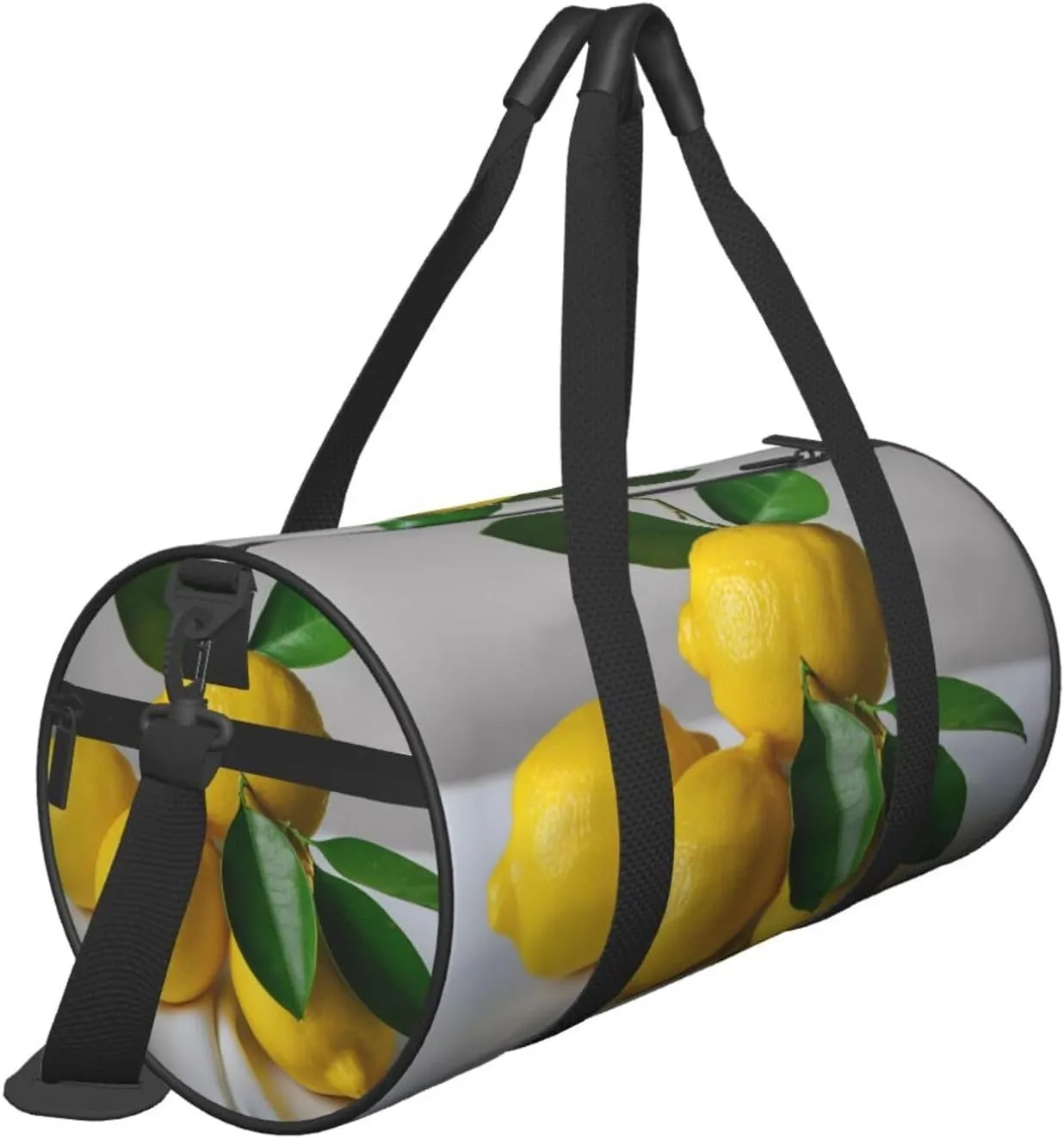 Lemon Printed Travel Bag,Round Personal Item Storage bag,Foldie Duffel Bag for Traveling Vacation,Fitness,Sports