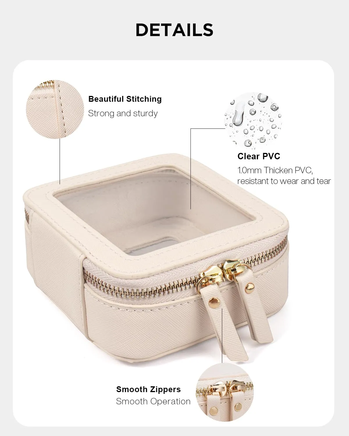 LETGO Clear Makeup Bags Set - TSA Approved Toiletry Bag with Handle Large Opening, Clear Toiletry Bags Case Pouch for Traveling Travel Car Orangizer Storage Essentials(Mini Large Beige)