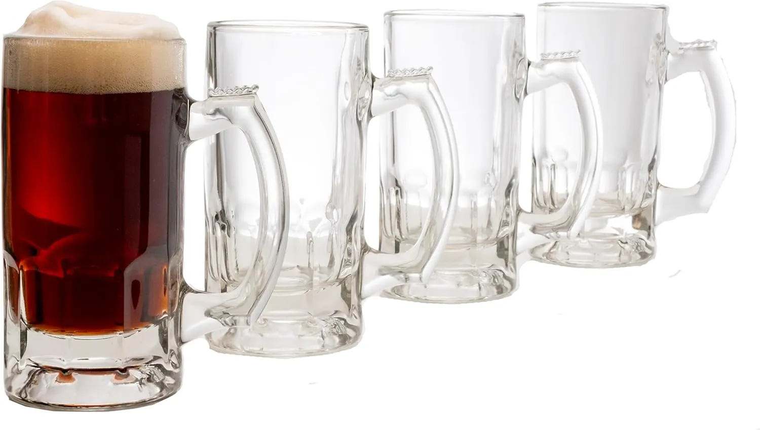 Libbey Craft Brews Glass Beer Mug Set, Large Beer Glasses Set Of 4 to Serve Ales and Lagers, Timeless Glass Beer Mugs for Freezer