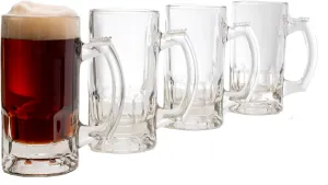 Libbey Craft Brews Glass Beer Mug Set, Large Beer Glasses Set Of 4 to Serve Ales and Lagers, Timeless Glass Beer Mugs for Freezer