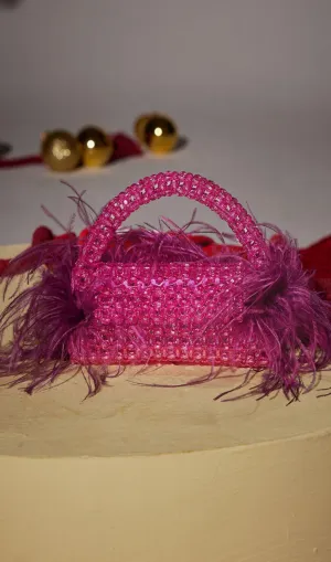 Limited-stock sale RHINESTONE FEATHER High-end design FRINGE CLUTCH