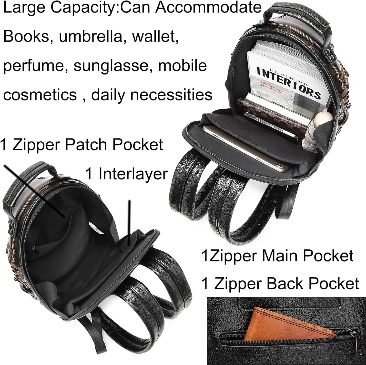 LipSki 3D Xenomorph Shaped Backpack, Steam Punk for Men or Women Y2K Personality Travel Handbag PVC Unique Novelty Alien Purse (white)