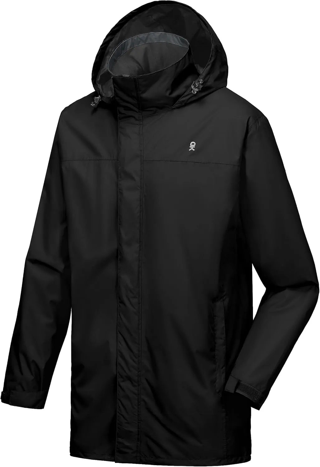 Little Donkey Andy Men's Long Waterproof Rain Jacket with Hood Lightweight Rain Shell for Hiking,Golf,Travel