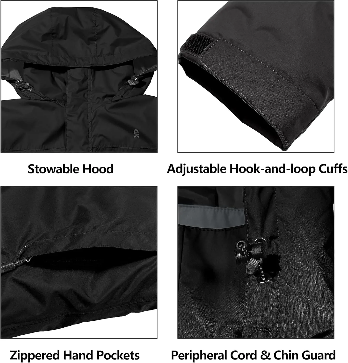 Little Donkey Andy Men's Long Waterproof Rain Jacket with Hood Lightweight Rain Shell for Hiking,Golf,Travel