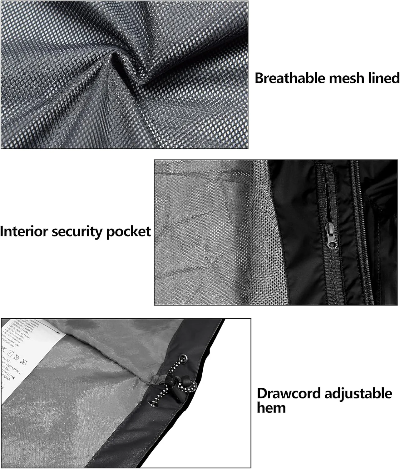 Little Donkey Andy Men's Long Waterproof Rain Jacket with Hood Lightweight Rain Shell for Hiking,Golf,Travel