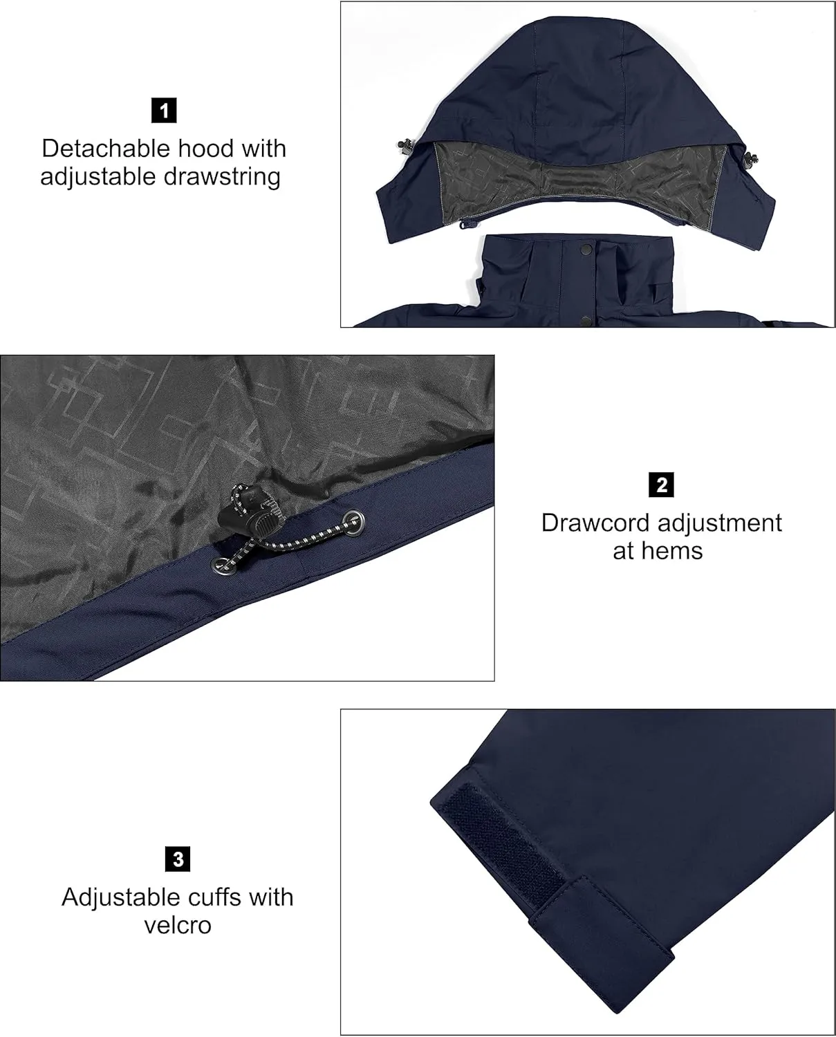 Little Donkey Andy Men's Waterproof Rain Jacket Lightweight Hooded Raincoat Rain Shell for Travel Hiking Golf