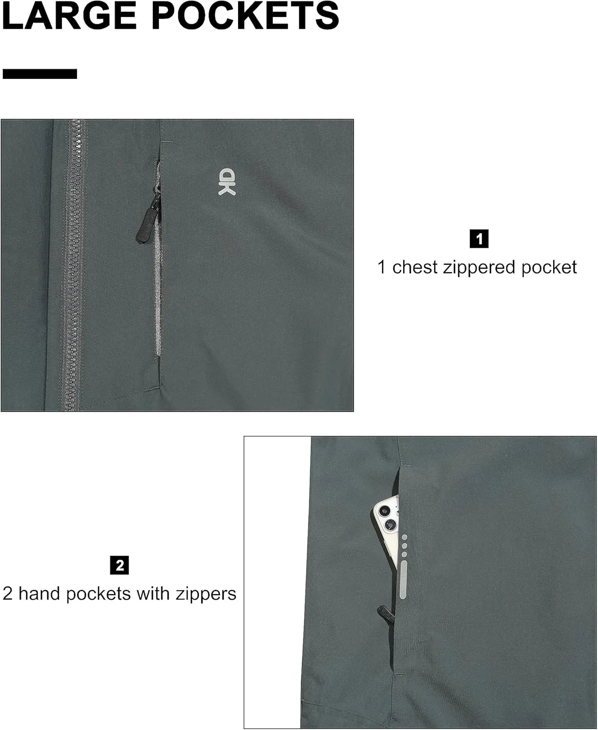 Little Donkey Andy Men's Waterproof Rain Jacket Lightweight Hooded Raincoat Rain Shell for Travel Hiking Golf
