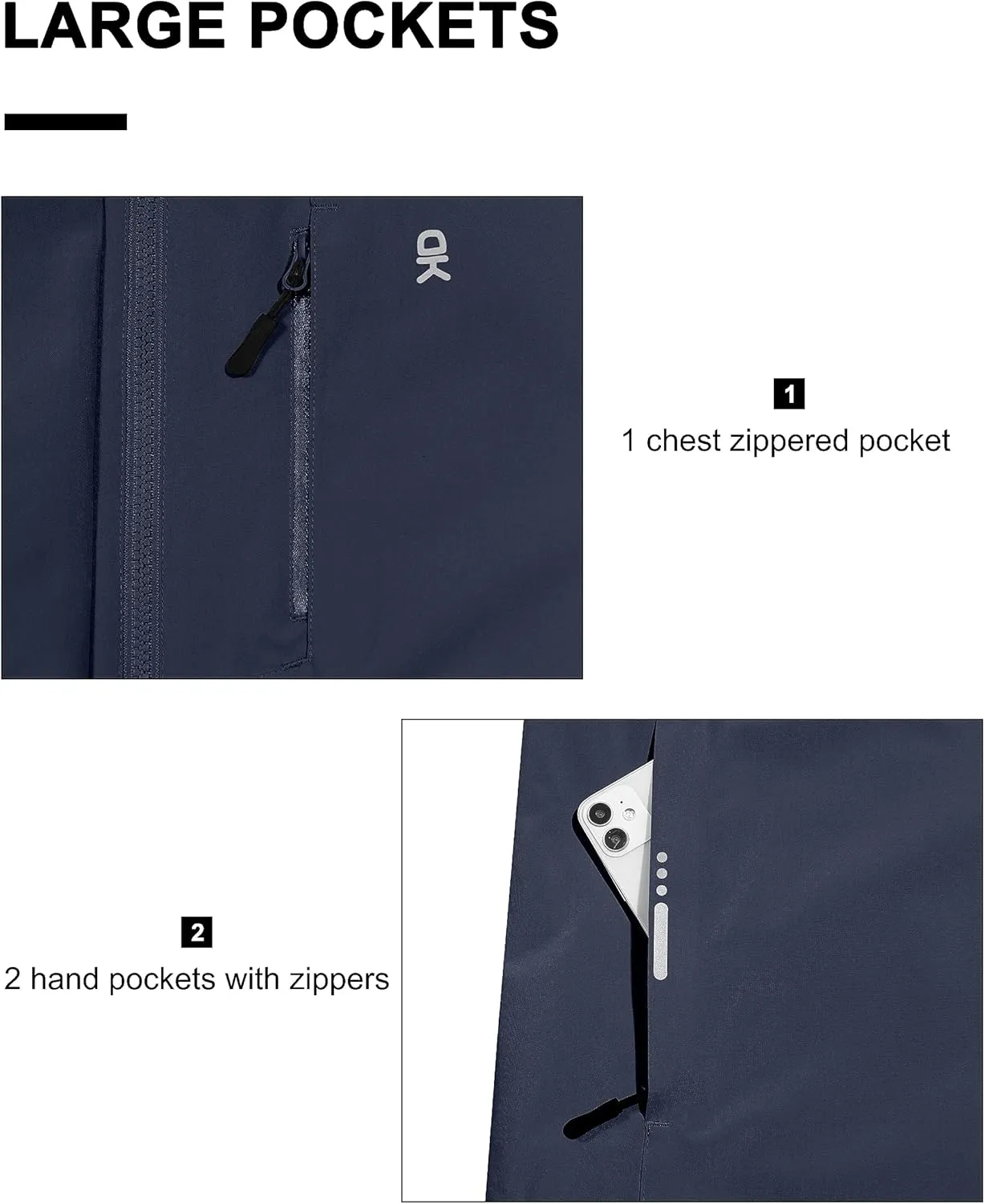 Little Donkey Andy Men's Waterproof Rain Jacket Lightweight Hooded Raincoat Rain Shell for Travel Hiking Golf
