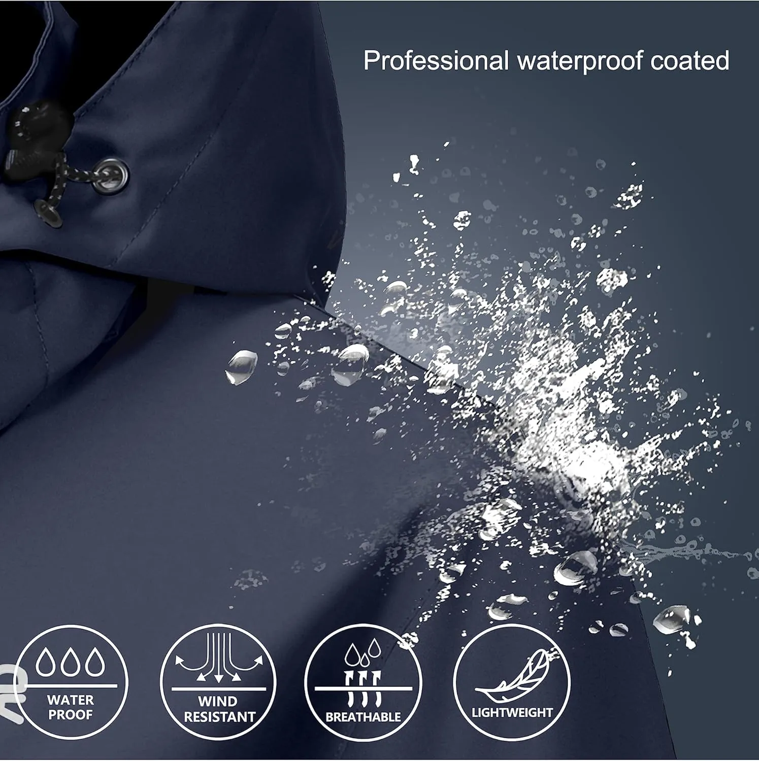 Little Donkey Andy Men's Waterproof Rain Jacket Lightweight Hooded Raincoat Rain Shell for Travel Hiking Golf