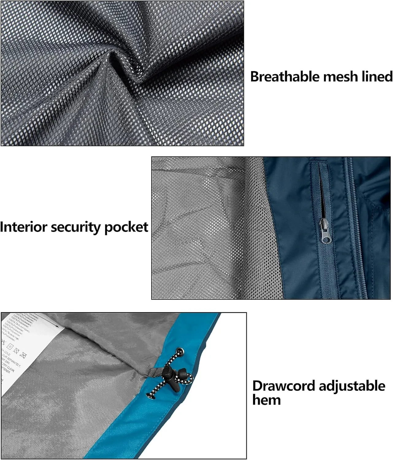 Little Donkey Andy Men's Waterproof Rain Jacket Outdoor Lightweight Rain Shell Coat for Hiking,Golf,Travel